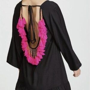 Sundress "Indiana" Black Tassel Backless Beach Coverup – OS